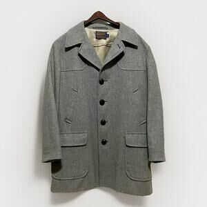 1950’s Vintage Pendleton Wool Overcoat Sz 46‎ Grey Tweed Car Coat Jacket USA